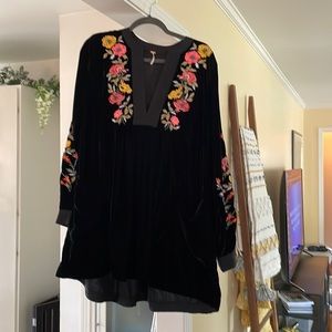 Free People Velvet embroidered dress